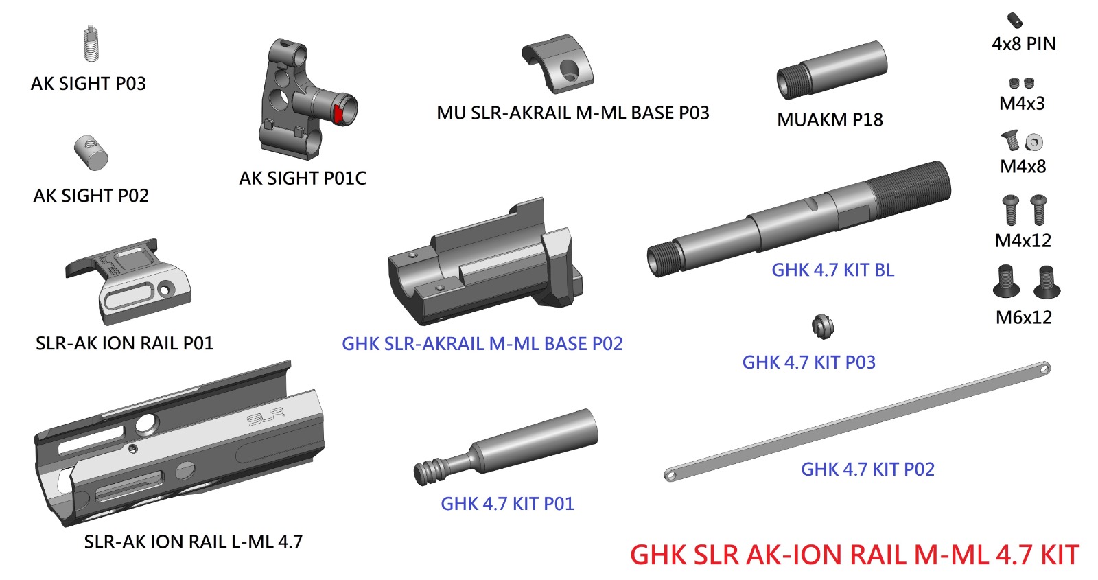 Slr Airsoftworks 4 7 Light Mlok Ext Extended Conversion Kit For Ghk Ak